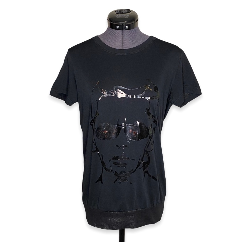 Karl Langerfeld Black Graphic Face Logo T-Shirt